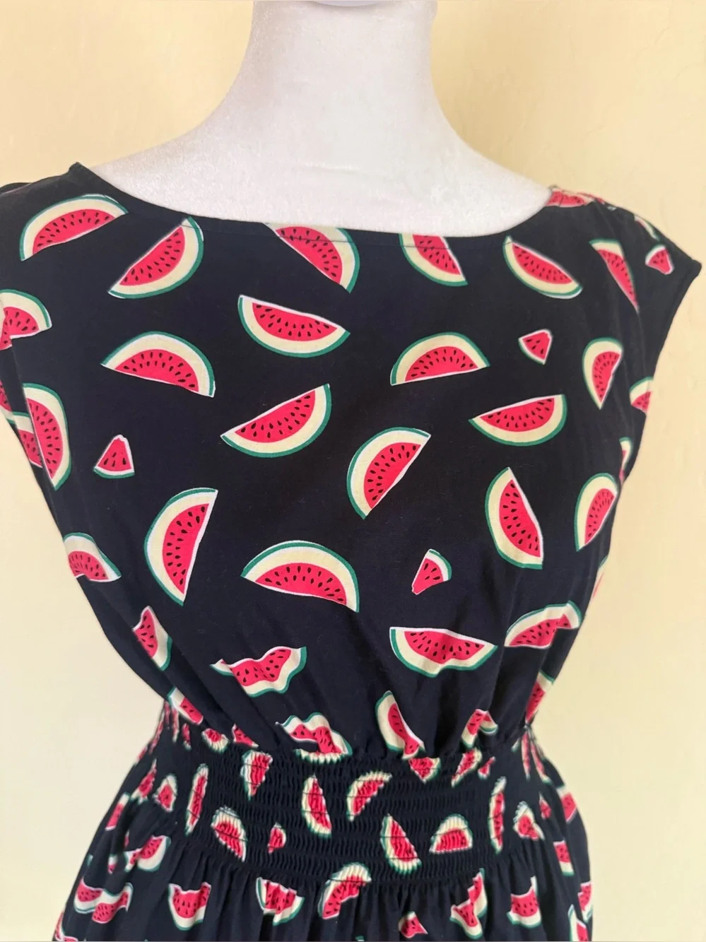 KATE SPADE Navy A-line Watermelon Print Party Blaire Dress SZ S Smocked Pockets